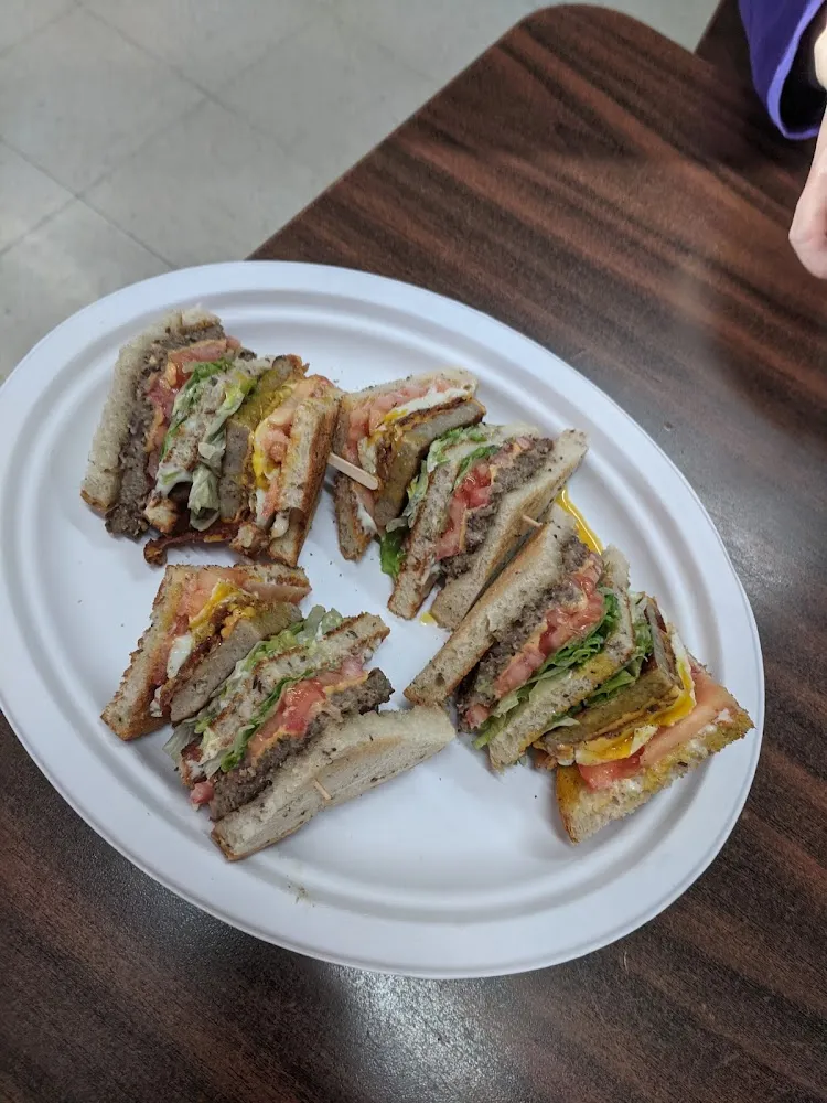 Sausage Bacon Egg Scrapple Lettuce Tomato Mayonnaise Club Sandwich